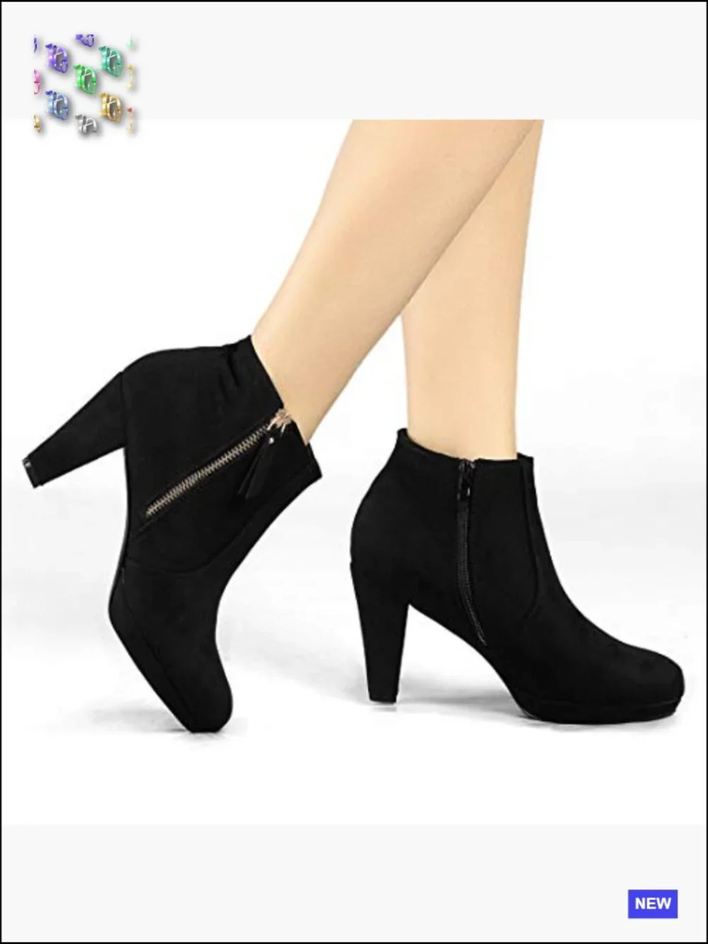 Chunky Heel Platform Ankle Boots Round Toe Side Zipper Padded Insole Party